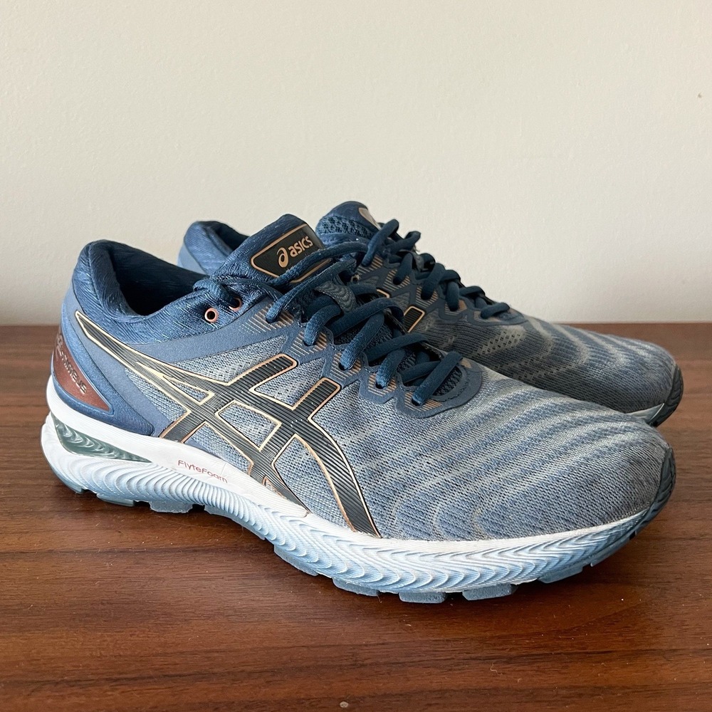 ASICS Gel Nimbus 22 Running Shoes Glacier Graphite Grey FlyteFoam Mens Size 9